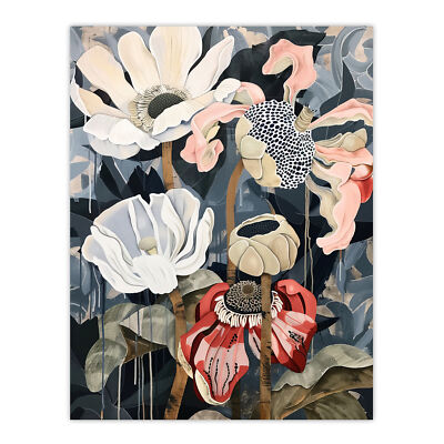Anemone Blumen nach Sturm Blumenmalerei Wandbild Poster Druck