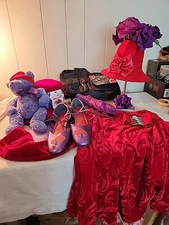 Lot Of 13 Red Hat Society Figures Jewelry Shoes Bear Umbrella Hat Blouse Duffle