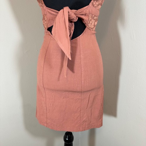 Intimately Free People Kira lace bodycon slip dress size small copper rose - Picture 8 of 11