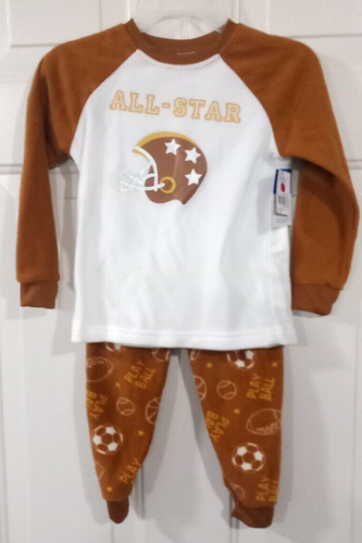 Boys 2pc Pajama Set All Star Football Brown Longsleeve New Size 4