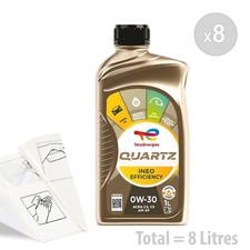 Total Quartz Ineo Effic. 0w-30 Car Engine Oil Service Kit / Pack 8 LITRES 8L