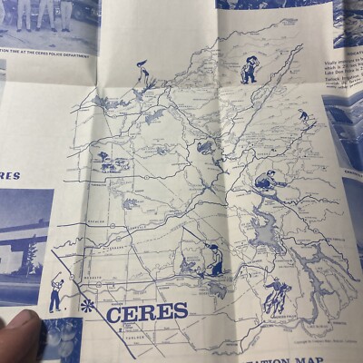 MB1- Ceres CA Caricature Stanislaus Compass Maps Pictorial Map Peach Center