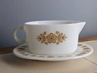 Vintage PYREX Butterfly Gold Gravy Boat and Saucer