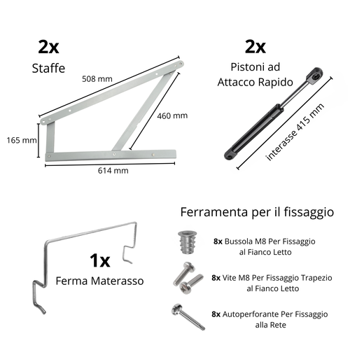 Sollevamento Letto - Istruzioni In Ita - Kit Bulloneria Professionale Kit - Foto 2 di 6