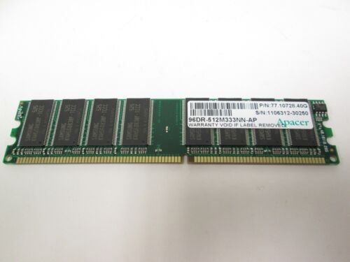 Module de mémoire Apacer 77.10728.40G DDR 512 Mo SDRAM NON-ECC non tamponné CL2.5 - Photo 1 sur 3