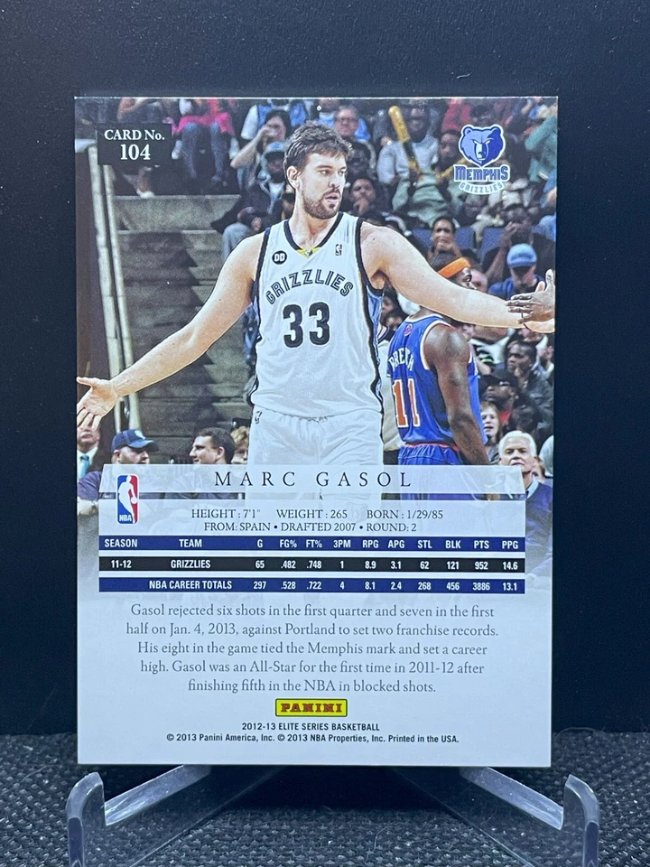 2012-13 Elite Series - MARC GASOL - #190/275 - Card #104 - Image 2 of 2