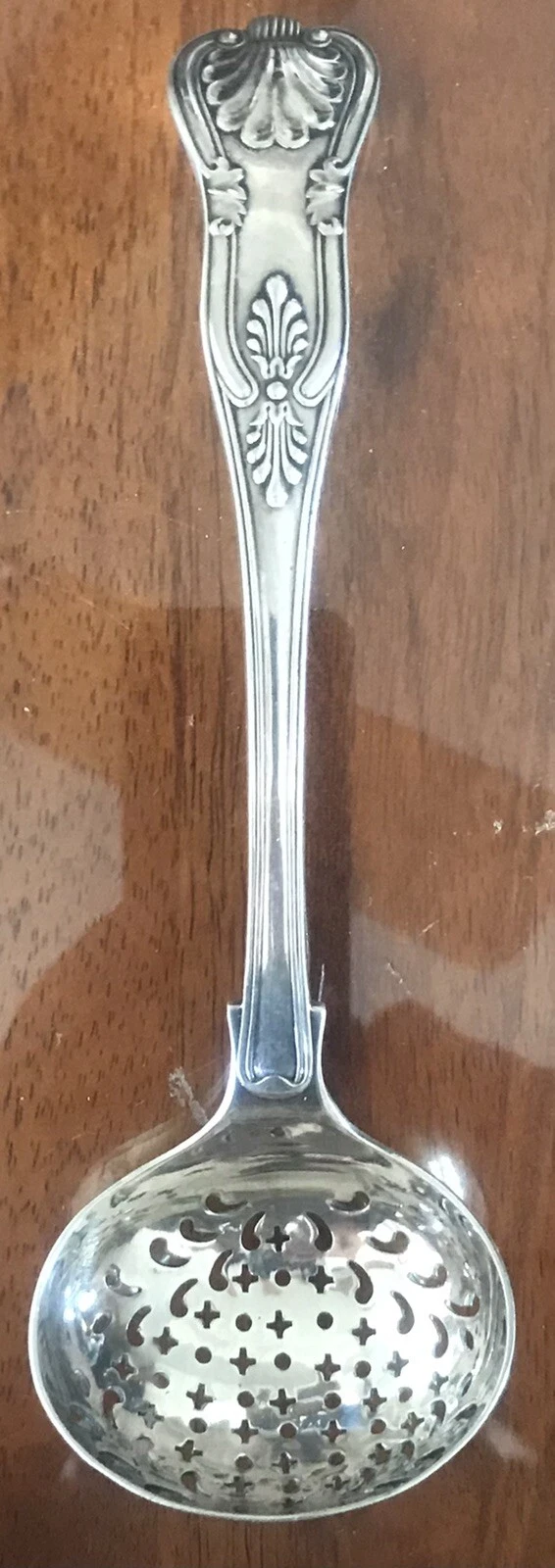 SILVER SIFTING LADLE - Hallmarked, But Not Identified.