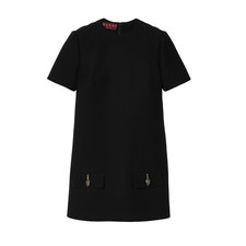 GUCCI Black Wool/Silk Cady Dress New & Authentic