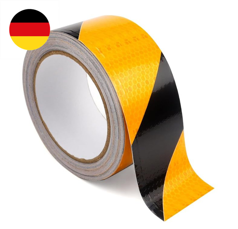 Klebeband Gelb Schwarz, 28m x 5cm Absperrband Gelb Schwarz, Sicherheitsband Refl