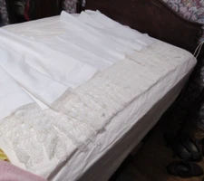 Antique Clergy Alb Vestment ? White Cotton Tatted Bottom Lovely!