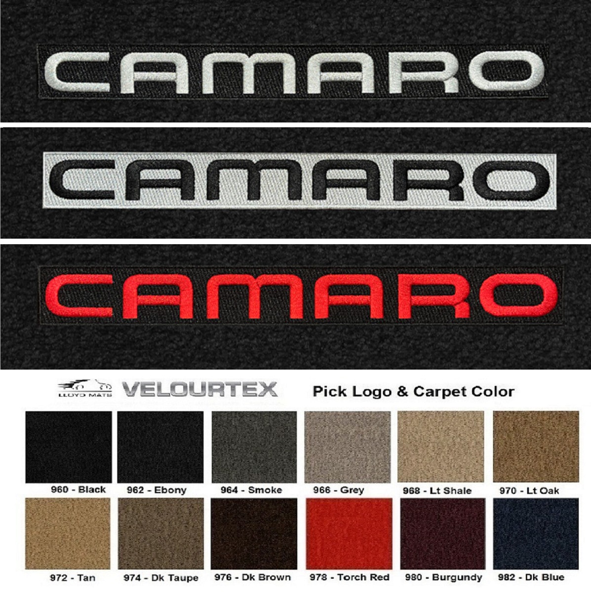 Lloyd Mats Velourtex Chevrolet Camaro Word Logo Front Floor