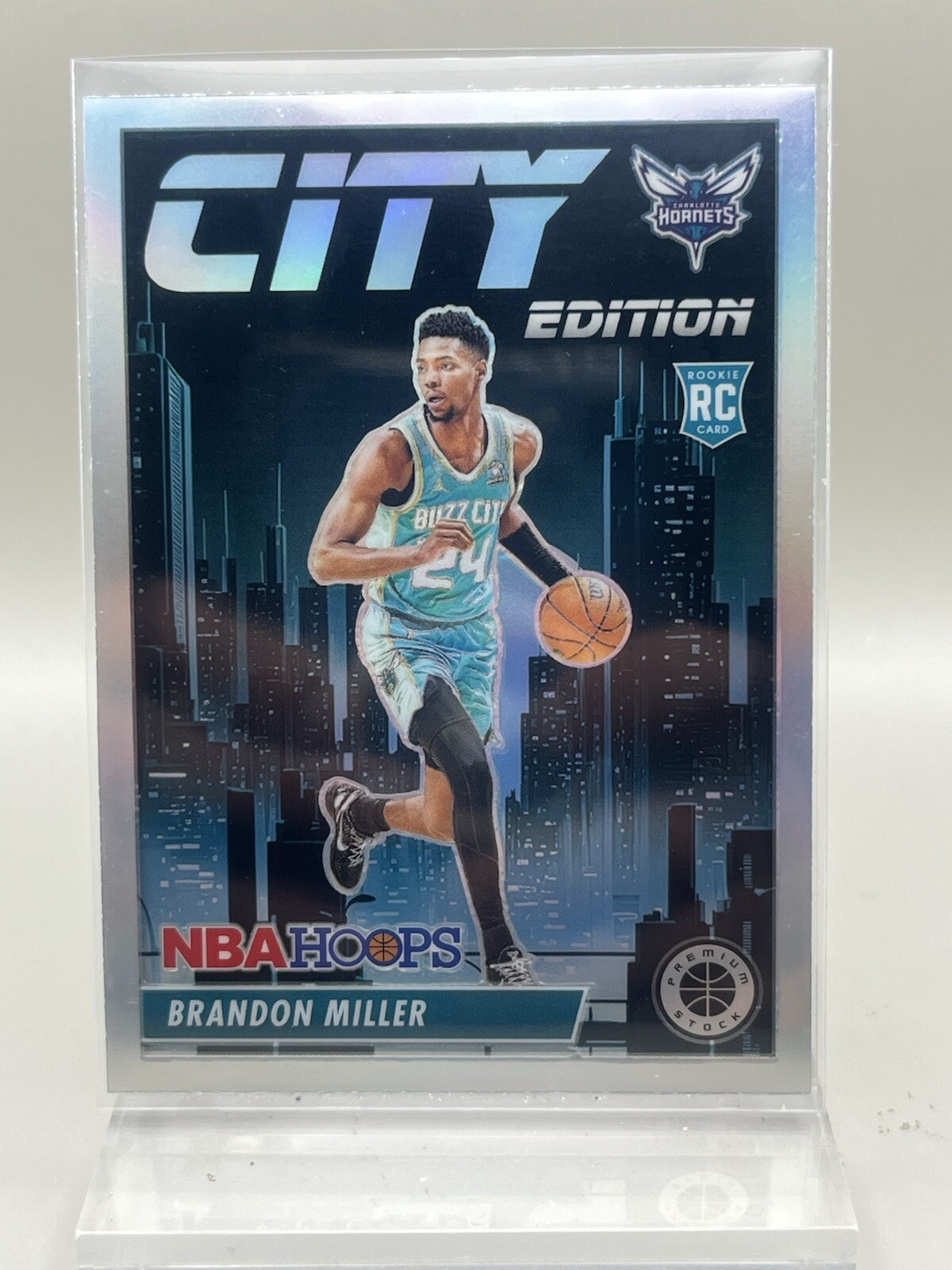 2023-24 Hoops Premium Stock Brandon Miller City Edition Silver Prizm RC Rookie