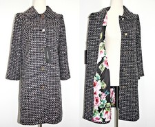 Dolce & Gabbana Lightweight Boucle Coat Rose Print Logo Lining US M /IT 42 $2706
