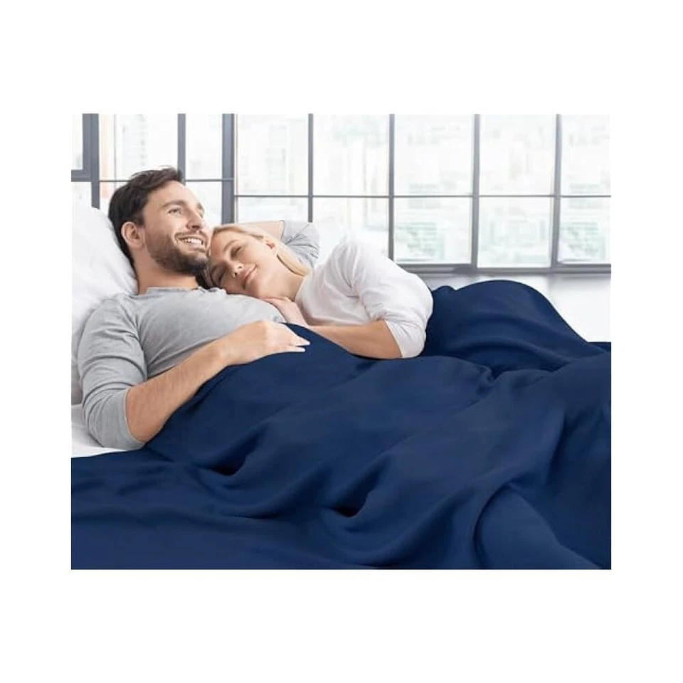 Cobertor de malha queen size 90x90 polegadas azul marinho leve jersey para sofá-cama - Imagem 3 de 4