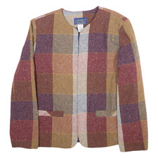 Vintage Willow Ridge Womens Blazer Jacket Beige Wool 90s Check L