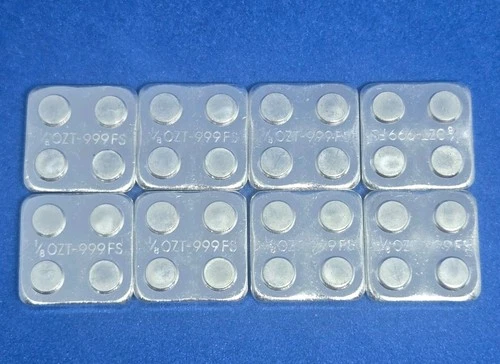 Lot of 1/8 Oz .999 Fine Silver - Monarch Metals Stacker Legos Bullion 1 OZ TOTAL
