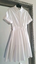 ALEXANDER MCQUEEN Cotton Poplin Short Sleeve Dress White IT 42 US 6 M Org $1,895