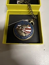 Invicta Men's Pocket Watch Vintage Quartz White Dial Yellow Gold Chain 49008 NEW