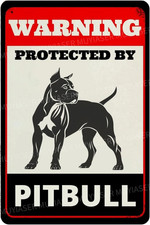 Beware of Dog Sign for Fence Warning Protected by Pitbull Aluminum Metal Tin Sig