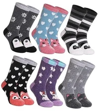  Kids Merino Wool Hiking Socks - Toddler Boys & Girls Warm 1-3T Cute Animal