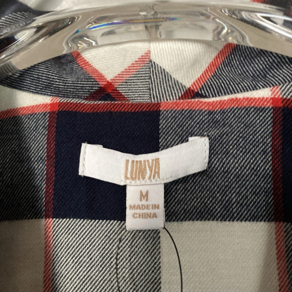 Lunya Pajama Top Buffalo Check Cotton Modal Brushed Flannel Shawl Collar Medium - Image 4 of 4