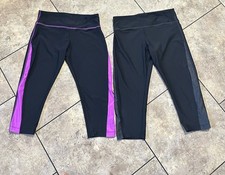 Bundle Of 2 Bally Total Fitness Women's Medium Black Cropped Athletic Legging