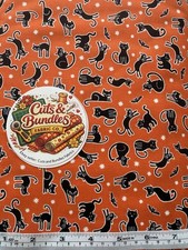 Bernartex Fabrics Quilting Halloween Ghosts Cats Boo Fabric by the Yard Orange
