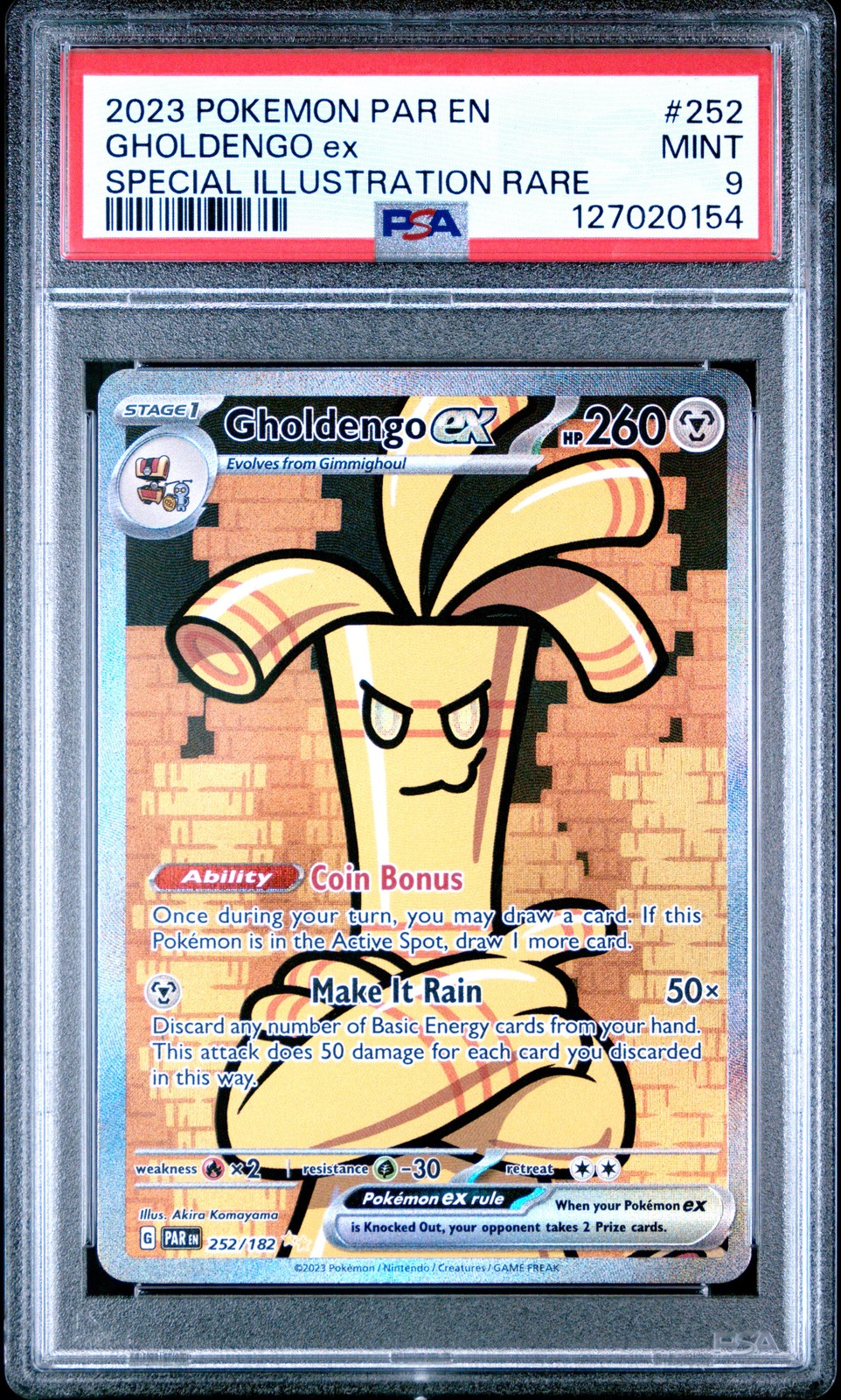 PSA 9 Gholdengo Ex Special #252 2023 Pokemon Par Paradox Rift 127020154