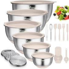Wildone Mixing Bowls with Airtight Lids, 22 PCS Stainless L, Select Color 