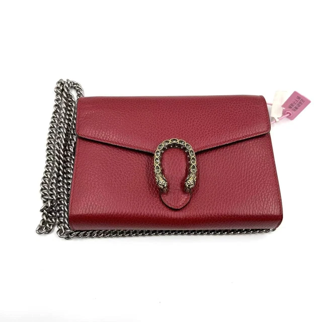 10.23 008 Gucci Dionysus Leather Chain Shoulder Bag Red