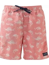 NEW Salt Life Live Salty SLX-QD Fish N Bones Aqua Trunk Size Large Coral Salty