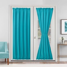 Hiasan French Door Curtains 52x72 Privacy Semi Sheer Rod Pocket Turquoise