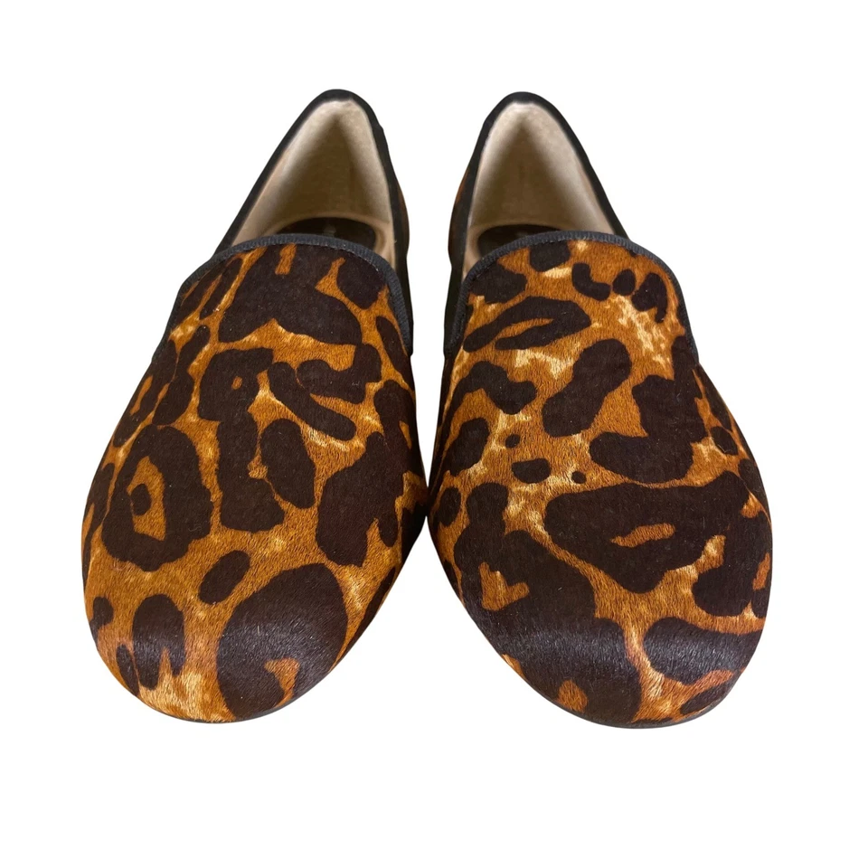 Mocasín de cuero Antonio Melani sin cordones talla 8M estampado de leopardo pelo de becerro Foto 2 de 4