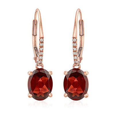 Ohrhänger 14 Kt Rotgold roter Granat Diamant