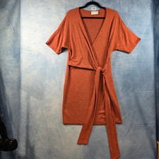 ASOS DESIGN Womens Rust Orange Marl Knit Wrap Mini Dress Short Sleeve Size US 12