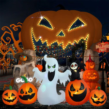 8ft Halloween Inflatable Bat Pumpkin Stand with LED Lights Outdoor Yard