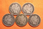 1903, 1909, 1912, 1914-D, & 1916 Barber Silver Dime Lot, 10C, Full LIBERTY