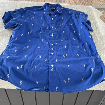 bonobos Shirt Men s Large Blue  stretch button summer Mixed drinks Party