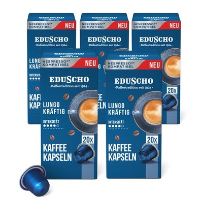 Tchibo Eduscho Lungo Kräftig Kaffeekapseln, 100 Stück, kompatibel mit Nespresso