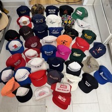Lot Of 43 Vintage Snapbacks Hats Trucker Mesh Farm Oil Sports Cars Hat Lot Hunt