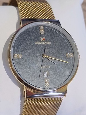 Aokulasic Uhr goldfarben Meshband