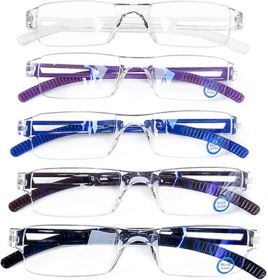 AQWANO Rimless Reading Glasses for Women Men, Clear Frame Readers Computer Blue