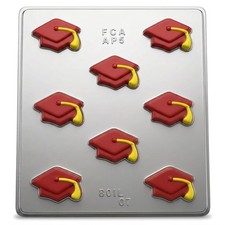 Bite Size Graduation Mortarboard Chocolate Candy Mold 8007 8 x 9, Clear 