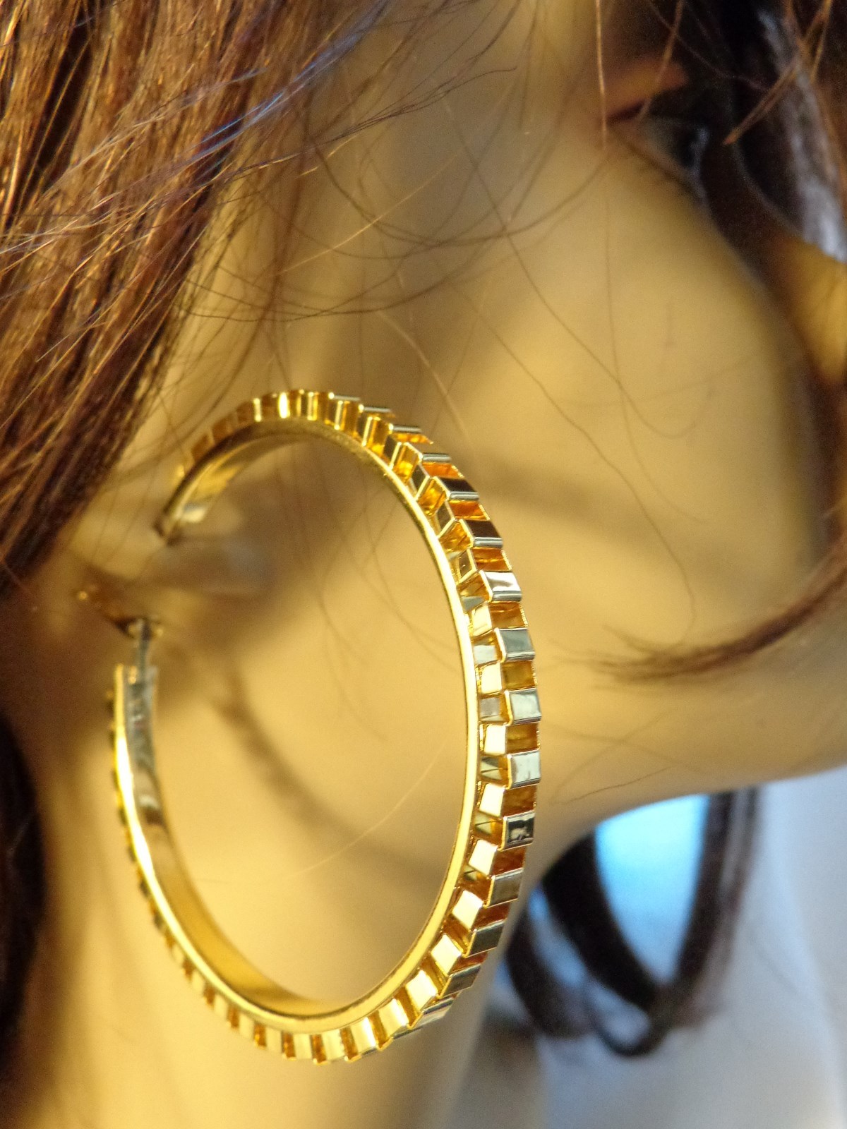2.5 INCH HOOP EARRINGS LINK HOOP EARRINGS SILVER OR GOLD TONE HOOP EARRINGS eBay