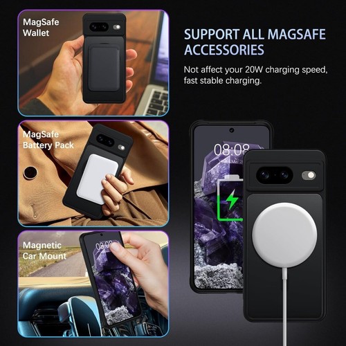 Black Magsafe Case For Google Pixel 8A Pro / 7A Wireless Shockproof Phone Cover - Picture 4 of 34