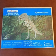 T-Rex Color-In 3D Wooden Puzzle Kit Brand New