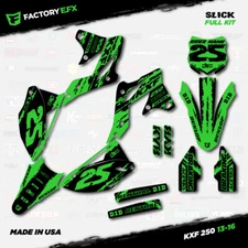Black & Green Slick Racing Graphics Kit fits 13-16 Kawasaki Kxf250 Kxf 250 Decal