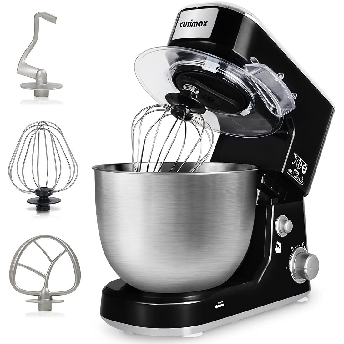 5QT Tilt-Head Stand Mixer with Stainless Steel Bowl & Dough Hook-image