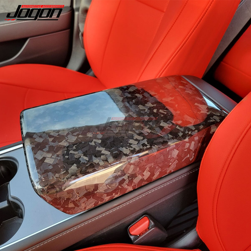 Forged Carbon Fiber For Tesla Model 3 17-22 Model Y 20 Armrest Box Panel Cover - Picture 4 of 9