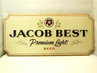 VTG 1982 JACOB BEST PREMIUM LIGHT BEER PRESSED WOODEN SIGN PABST BREWING WIS.